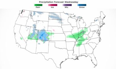 A quick-moving storm is bringing rain to parts of the East Coast while a few snowflakes fall around the Great Lakes.