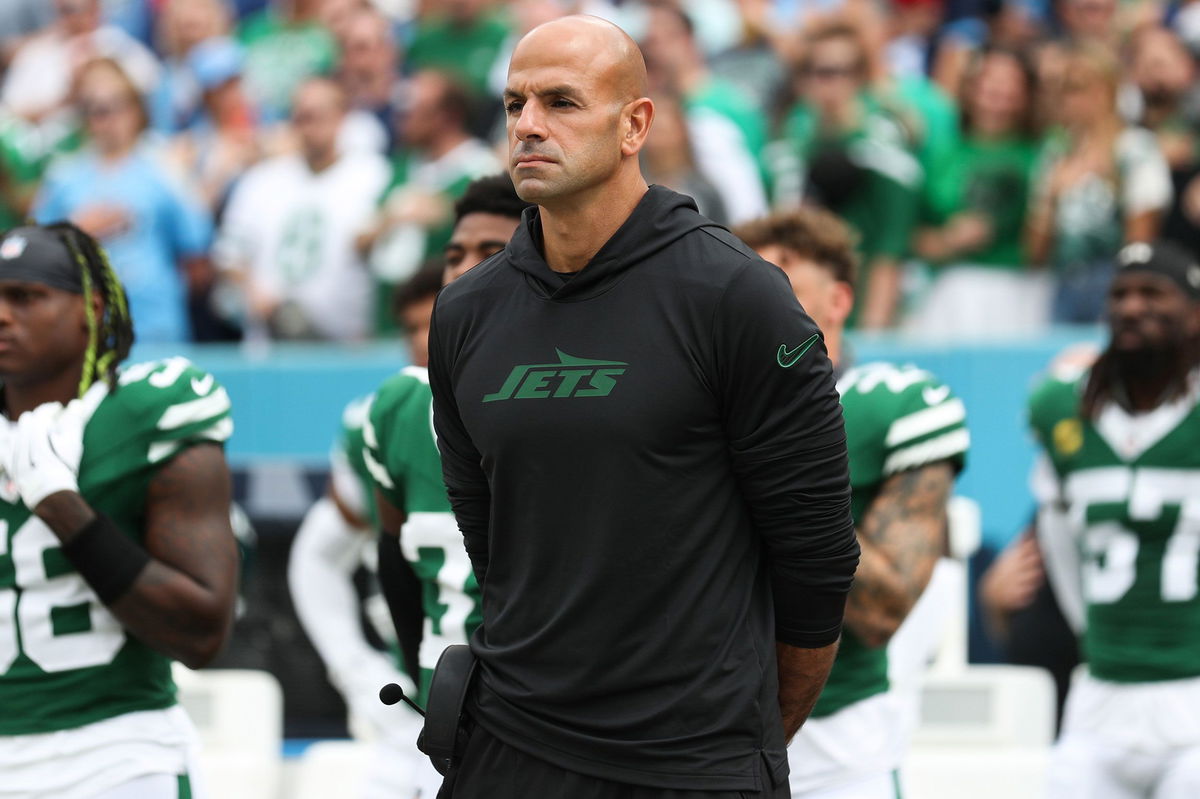 <i>Justin Ford/Getty Images via CNN Newsource</i><br/>New York Jets head coach Robert Saleh looks on before a game against the Tennessee Titans at Nissan Stadium on September 15 in Nashville.