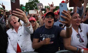 Trump supporters attend a rally in South Bronx in New York City on May 23.