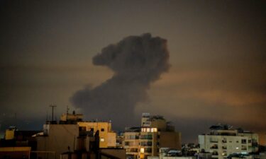 Smoke rises after an Israeli airstrike has struck the southern suburbs of Beirut on November 9.