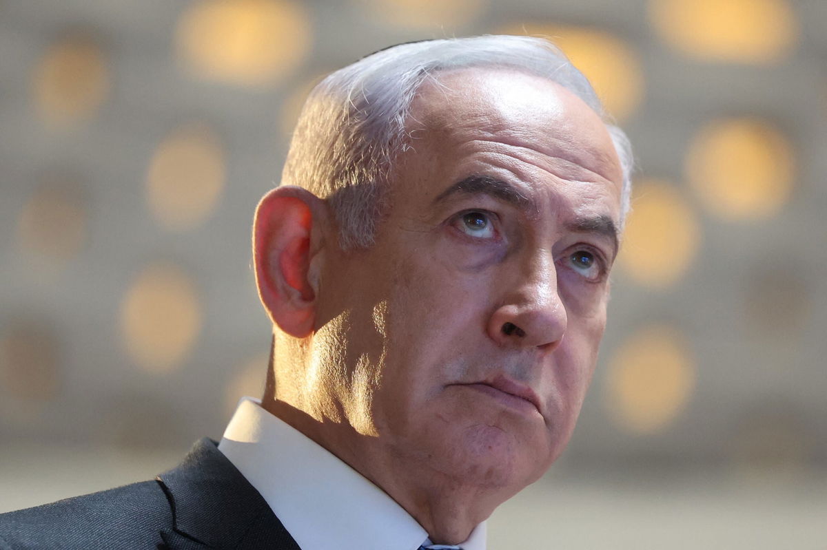 <i>Abir Sultan/Pool/AFP/Getty Images via CNN Newsource</i><br/>Israeli Prime Minister Benjamin Netanyahu at a commemoration ceremony for soldiers killed during the 2014 Gaza war at the Memorial Hall on Mount Herzl in Jerusalem on July 16.