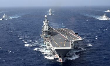 Conventionally powered Chinese aircraft carrier Liaoning carries out a dual aircraft carrier formation exercise with the Shandong aircraft carrier