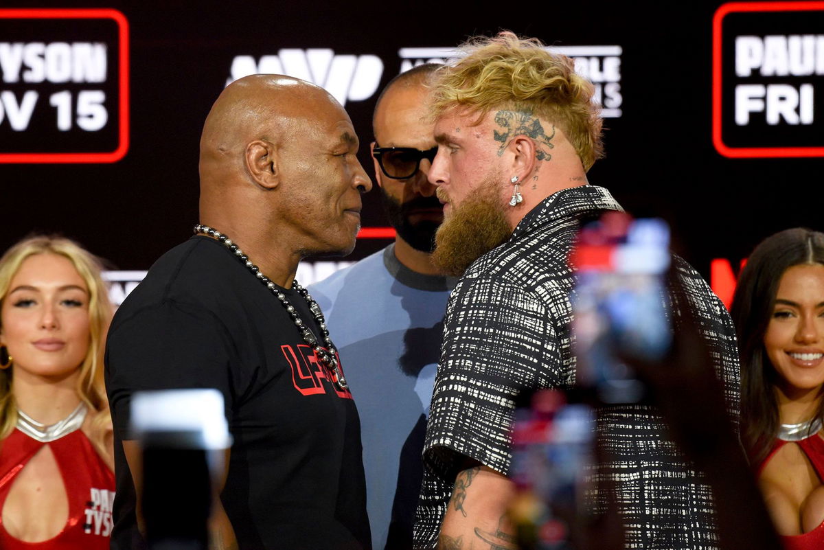 <i>Efren Landaos/Sipa USA/AP via CNN Newsource</i><br/>Mike Tyson and Jake Paul will face off in a professional boxing bout on November 15.