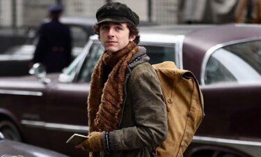 Timothée Chalamet is pictured in "A Complete Unknown."