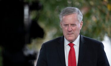 White House Chief of Staff Mark Meadows talks to reporters at the White House on October 21