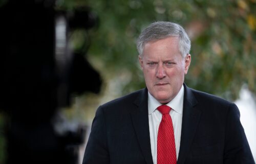 White House Chief of Staff Mark Meadows talks to reporters at the White House on October 21