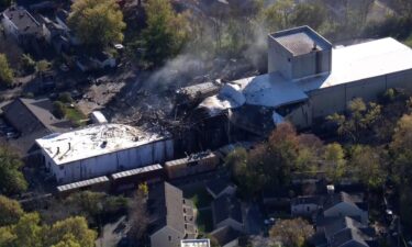 A building is damaged from a possible explosion in Louisville