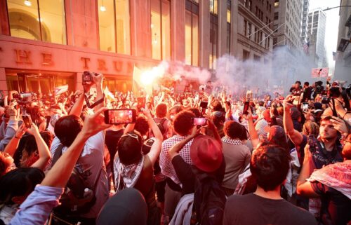 Protesters gather at Union Square in New York City to demonstrate against Israel's ongoing war in the Gaza Strip and express solidarity with Palestinians on June 10 in New York City.