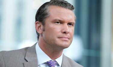 Pete Hegseth conducts an interview on "Fox & Friends" at Fox News Channel Studios on August 9