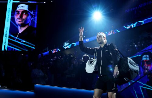 Fritz acknowledges the crowd at the ATP Finals in Turin.