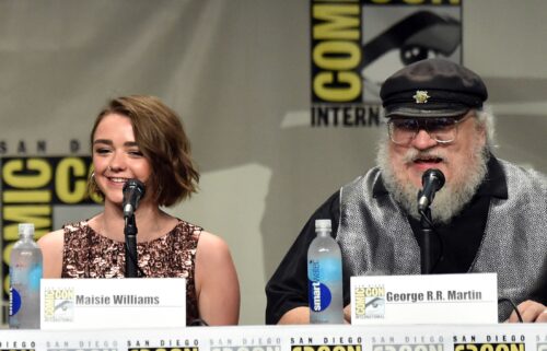 Actress Maisie Williams and writer George R.R. Martin attend HBO's "Game Of Thrones" panel and Q&A during Comic-Con International 2014 in San Diego.