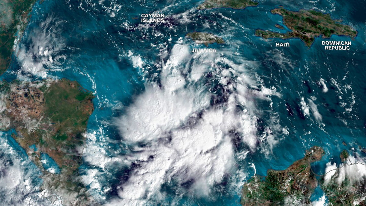 <i>CNN Weather via CNN Newsource</i><br/>An area of stormy weather eventually expected to become Tropical Storm Sara churns in the Caribbean Wednesday morning.