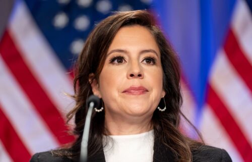 Rep. Elise Stefanik is seated before President-elect Donald Trump arrives at a meeting of the House GOP conference on November 13 in Washington.