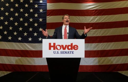 Wisconsin Senate candidate Eric Hovde speaks at his election night party in Madison on November 6.