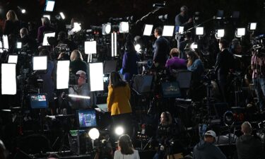 TV journalists set up at Howard University