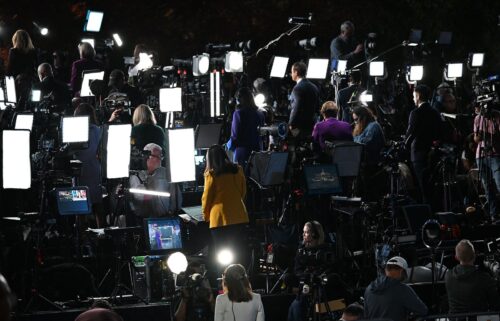 TV journalists set up at Howard University