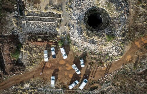 An aerial view of a mine shaft where an estimated 4