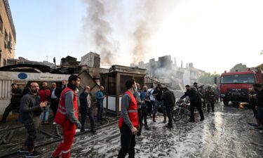 Damage following an Israeli strike in Damascus is seen on November 14. Syrian state media said at least 15 people were killed.