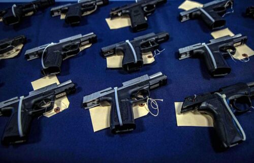 Haiti-bound semiautomatic weapons that were seized in Miami by Homeland Security Investigations.