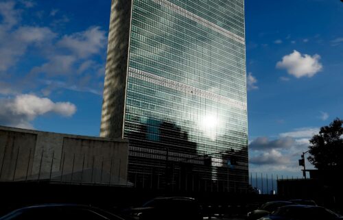 Exterior of the UN building is seen during a Security Council meeting on September 30