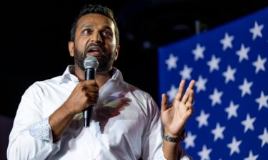 Kash Patel speaks during a campaign event for Republican election candidates at the Whiskey Roads Restaurant & Bar on July 31