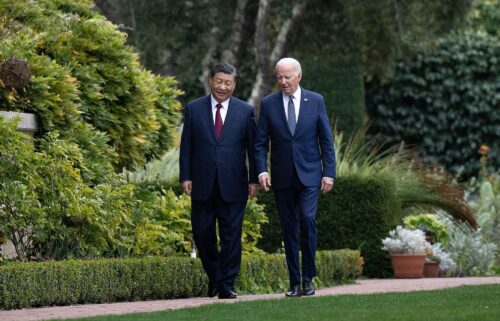 President Joe Biden and Chinese President Xi Jinping walk together after a meeting during the Asia-Pacific Economic Cooperation (APEC) Leaders' week in Woodside