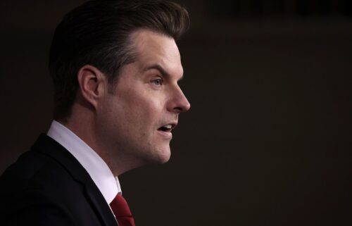 Matt Gaetz speaks during a news conference at the US Capitol on February 13.