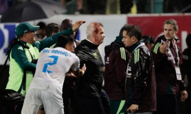 Javier Aguirre sustained a head injury after he was hit by a can thrown from the stands.