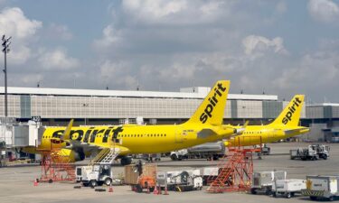 Spirit Airlines planes are seen here at the George Bush Intercontinental Airport in Houston