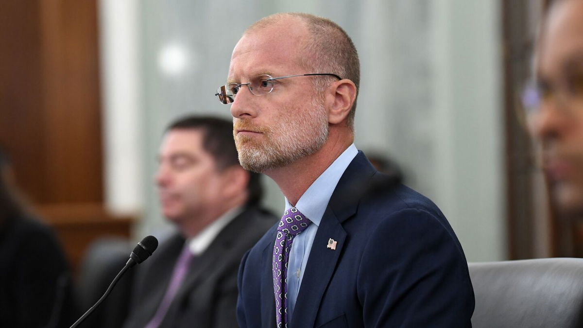 <i>Jonathan Newton/Getty Images via CNN Newsource</i><br/>Federal Communication Commission Commissioner Brendan Carr testifies during an oversight hearing on Capitol Hill on June 24