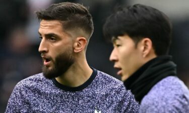 Bentancur (left) and Son warm up ahead of a Premier League game in December last year.