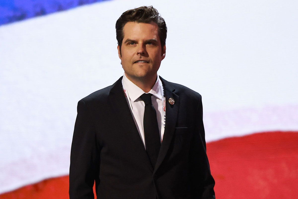 <i>Joe Raedle/Getty Images/File via CNN Newsource</i><br/>US Rep. Matt Gaetz is seen on the second day of the Republican National Convention at the Fiserv Forum on July 16 in Milwaukee