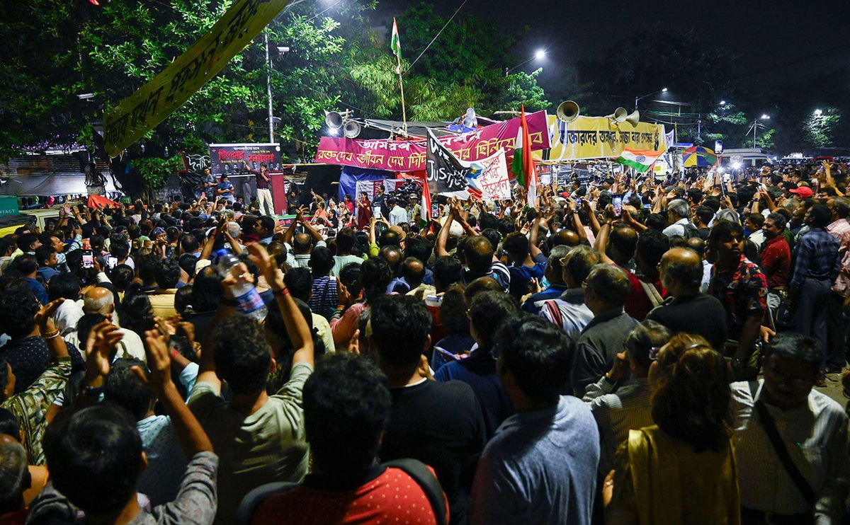 <i>Samir Jana/Hindustan Times/Sipa USA via CNN Newsource</i><br/>Protests by medical staff in Kolkata earlier this year lasted for weeks following the rape and murder of a trainee doctor.