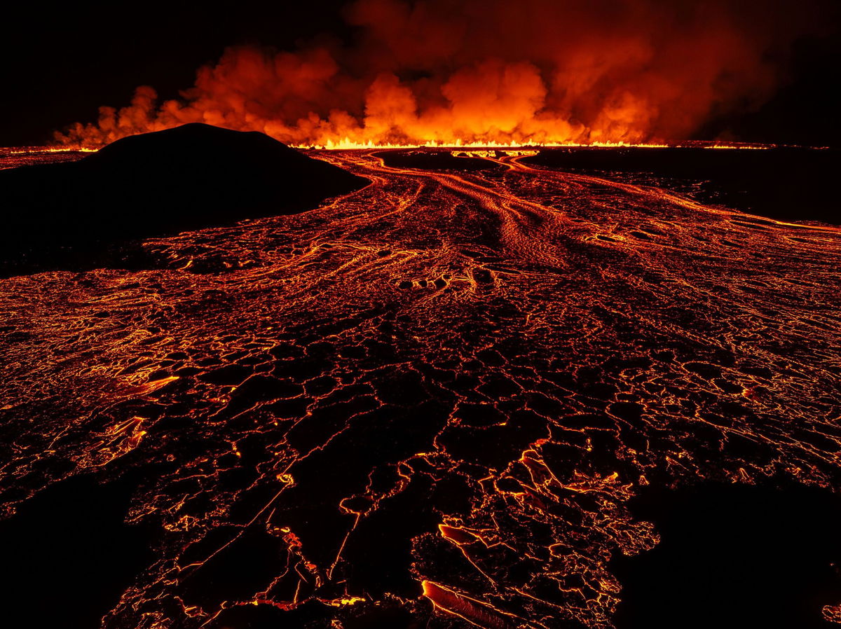 <i>Marco di Marco/AP via CNN Newsource</i><br/>Pictured is a new volcanic eruption that started on the Reykjanes Peninsula in Iceland