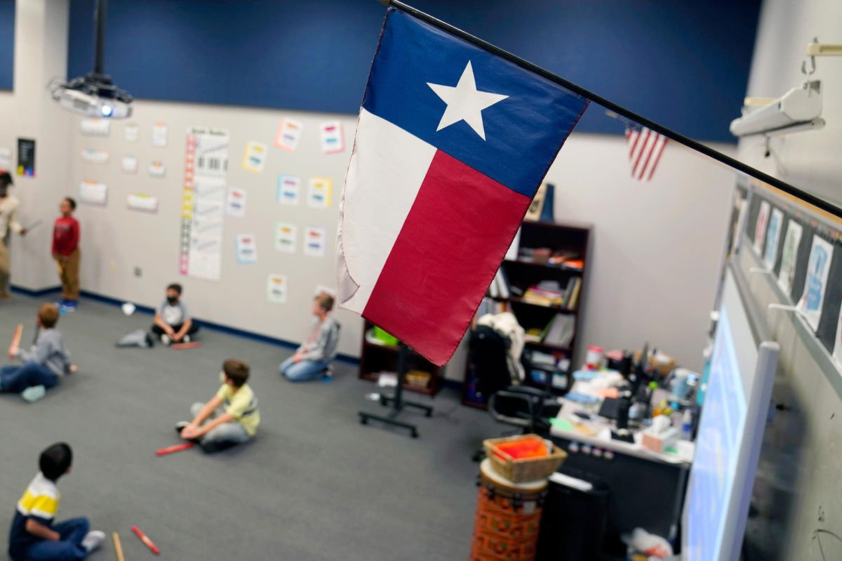 <i>LM Otero/AP/File via CNN Newsource</i><br/>A Texas flag is displayed in an elementary school in Murphy