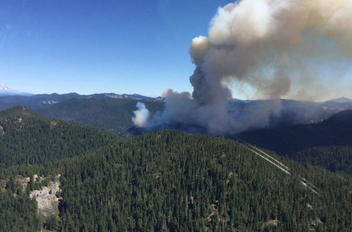  An aerial photo of the Beachie Creek Fire in the Willamette National Forest taken Sept. 9, 2020.