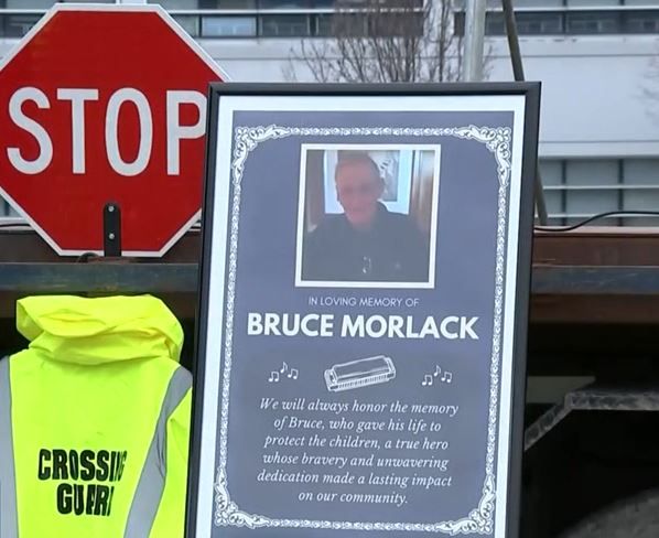 <i>KYW via CNN Newsource</i><br/>Crossing guard Bruce Morlack died after he was hit by a car while helping two students cross the road.