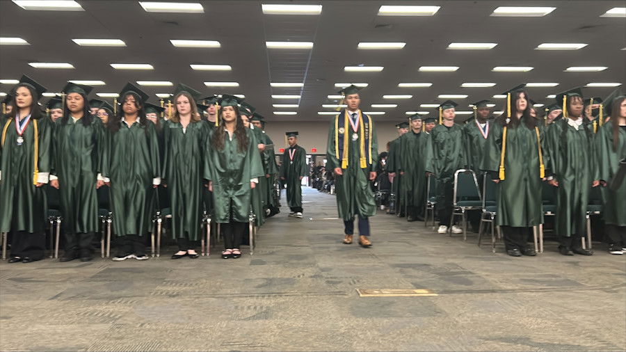 Record Oregon National Guard Youth Challenge graduating class of 165 cadets stands at Redmond ceremony Wednesday.