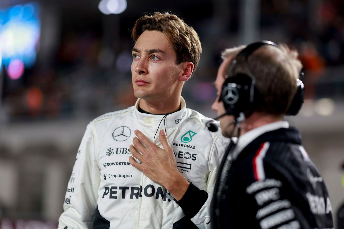 <i>Hoch Zwei/picture-alliance/dpa/AP via CNN Newsource</i><br/>Russell looks on ahead of the Grand Prix.