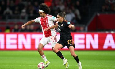 Lily Yohannes playing for Ajax in the UEFA Women's Champions League on January 30.