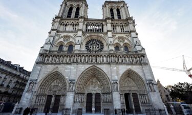 A view of the facade of Notre Dame de Paris cathedral in Paris