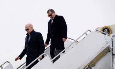 President Joe Biden and son Hunter Biden disembark from Air Force One in Syracuse