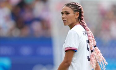 Trinity Rodman looks on during the second half of the USWNT's quarterfinal match against Japan at the Olympic Games in Paris on August 3.