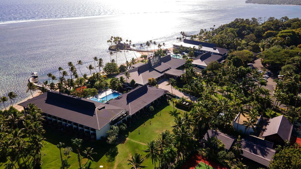 <i>Leon Lordleon Lord/AFP/Getty Images via CNN Newsource</i><br/>This photo shows an aerial view of the five-star Warwick Fiji resort on the Coral Coast