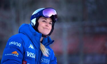 Lindsey Vonn looks at the course before competing in a super-G skiing race at Copper Mountain Ski Resort on December 8 in Copper Mountain