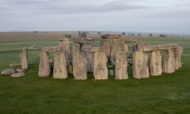 The ancient monument of Stonehenge is viewed from a hot air ballon on September 7