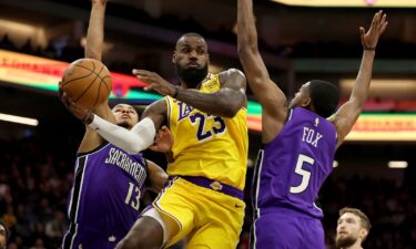 Los Angeles Lakers forward LeBron James (23) passed six-time MVP Kareem Abdul-Jabbar for the most all-time minutes played in the regular season in NBA history.