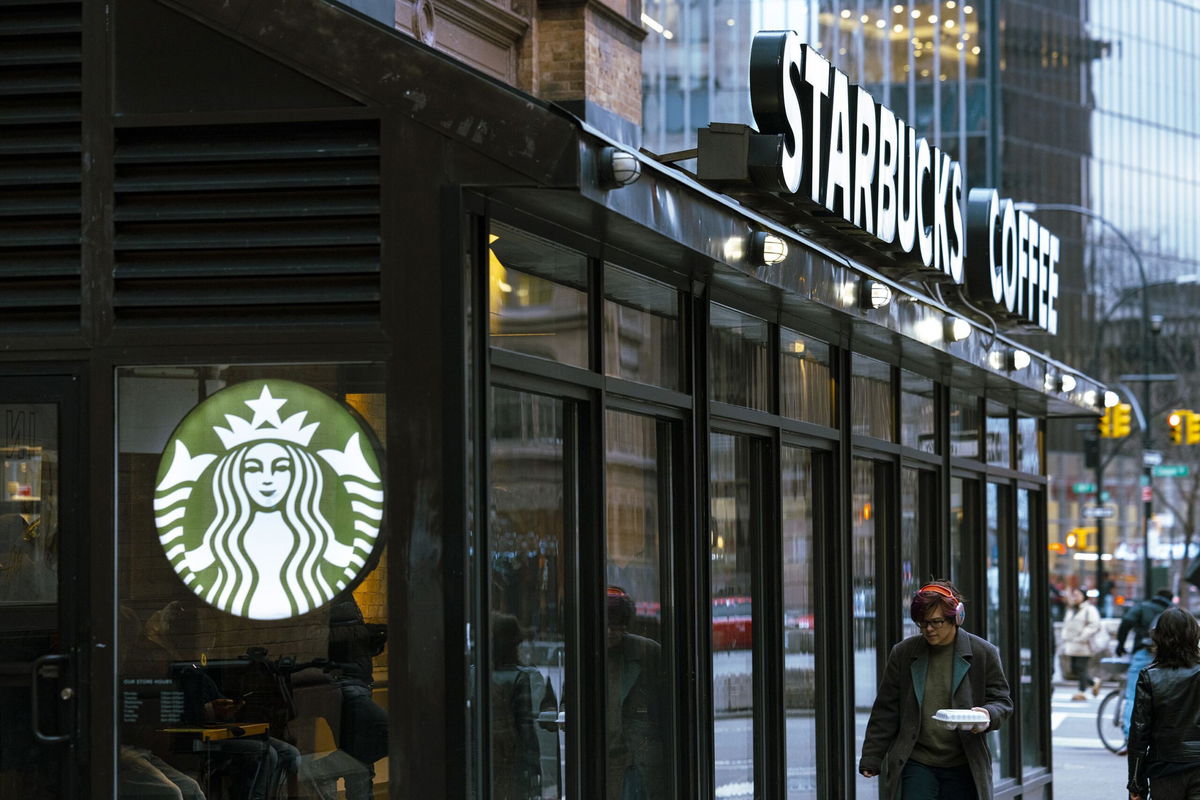 <i>Angus Mordant/Bloomberg via Getty Images via CNN Newsource</i><br/>The Starbucks Workers United union started a strike in three cities - Seattle