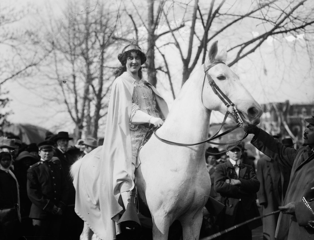 <i>HUM Images/Universal Images Group/Getty Images via CNN Newsource</i><br/>Inez Milholland on a white horse at the National American Woman Suffrage Association parade on March 3