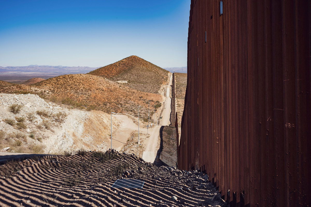 <i>Olivier Touron/AFP/Getty Images via CNN Newsource</i><br/>Part of the border wall built under Donald Trump's first administration is seen at the US-Mexico border near Douglas